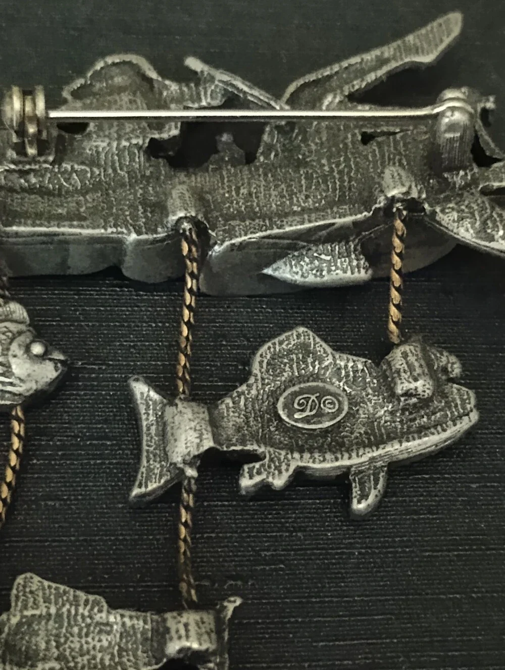 Silver-Tone Fishing Boat Wall Accent with Dangling Fish - Picture 4 of 5